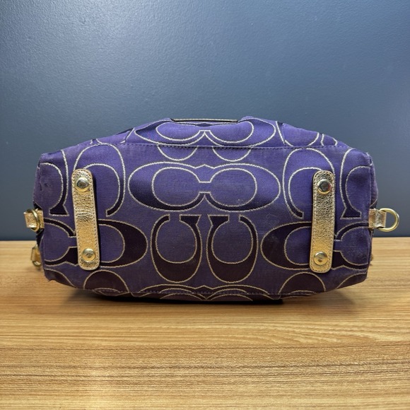 Vintage COACH Poppy Purple Gold Signature Sateen Lurex‎ Purse Bag Monogram - Picture 6 of 16